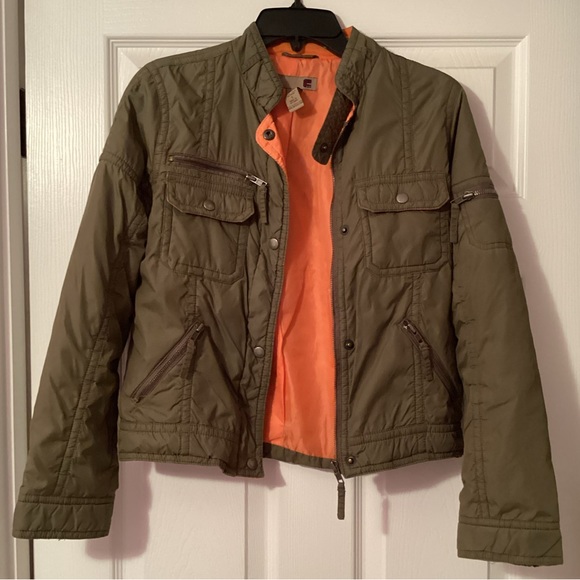 Navy Green Puff Jacket Size S Orang Lined - Picture 4 of 4